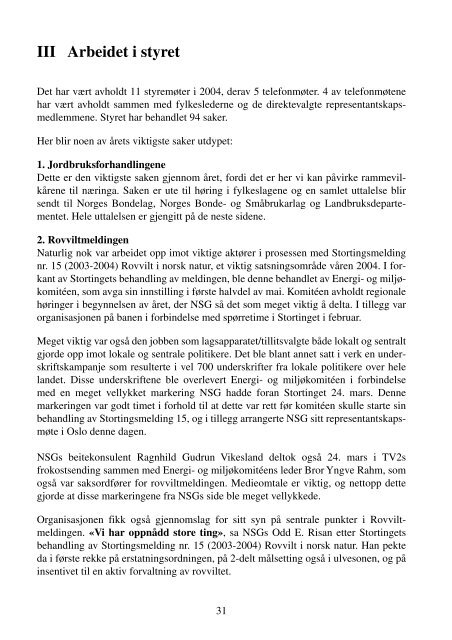 ÅRSMELDING 2004 - Norsk Sau og Geit