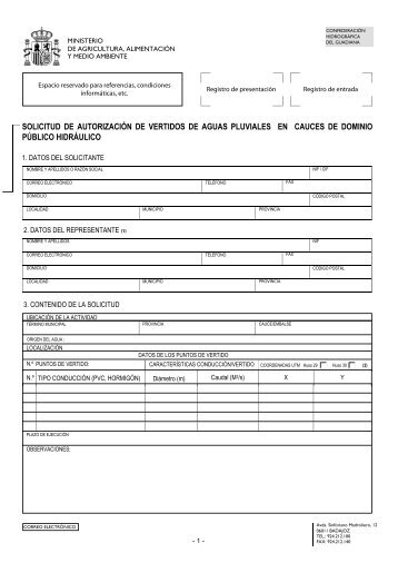 solicitud de autorizaciÃ³n de vertidos de aguas pluviales en cauces ...