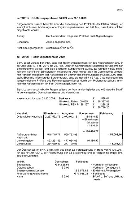 Marktgemeinde Eckartsau - SPÃ NiederÃ¶sterreich