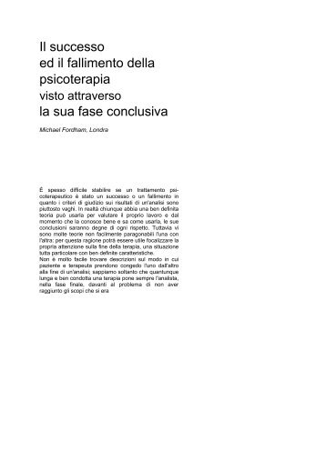 Il successo ed il fallimento della psicoterapia la - Rivista di ...