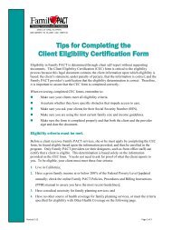 Tips for Completing the Client Eligibility Certification ... - Family PACT