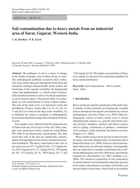 Soil contamination due to heavy metals from an ... - IDS-Environment