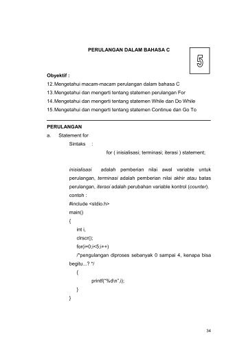 PERULANGAN DALAM BAHASA C Obyektif : 12. Mengetahui ... - iLab