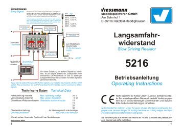 Langsamfahr- widerstand 5216 Betriebsanleitung Slow Driving ...