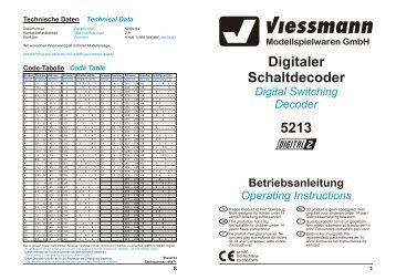 Digitaler Schaltdecoder 5213 Betriebsanleitung Digital Switching ...