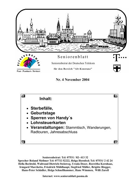 Seniorenblatt 4/2004 - Telekom-Senioren Konstanz