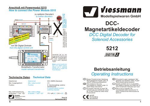 Magnetartikeldecoder 5212 Betriebsanleitung DCC Digital Decoder ...