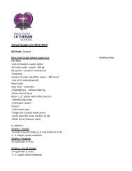 School Supply List 2012-â€2013 - Rockford Lutheran School