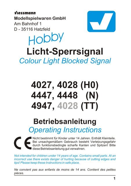 Licht-Sperrsignal 4027, 4028 (H0) 4447, 4448 (N) 4947