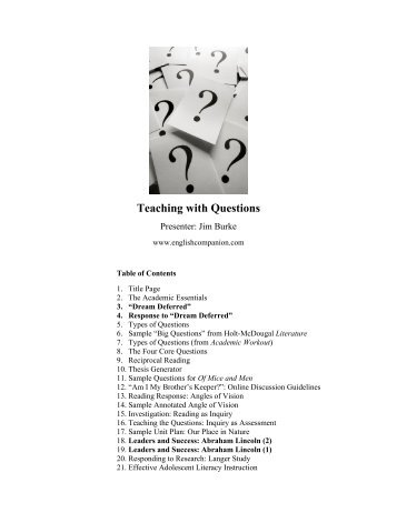 Teaching with Questions - English Companion