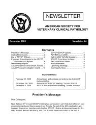 NEWSLETTER - American Society for Veterinary Clinical Pathology