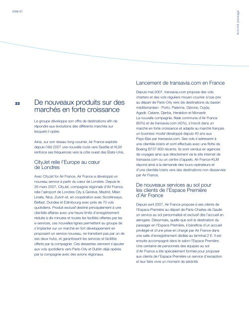 Rapport annuel 2006-07 - Air France-KLM Finance