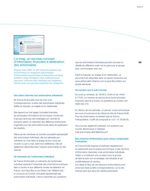 Rapport annuel 2006-07 - Air France-KLM Finance