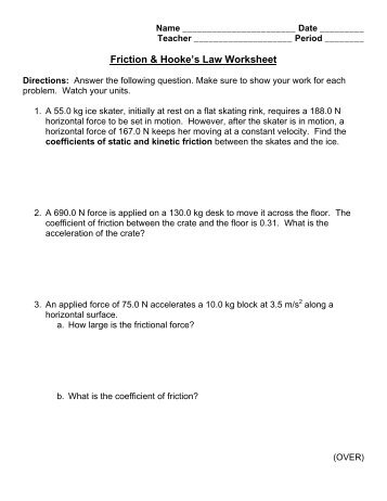 Friction & Hooke's Law Worksheet