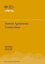 Pastoral Agreements: Content Ideas - National Native Title Tribunal