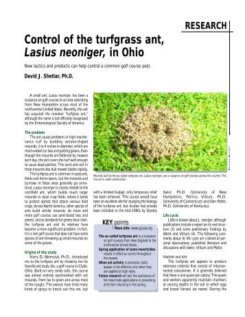 Control of the turfgrass ant, Lasius neoniger, in Ohio - GCSAA