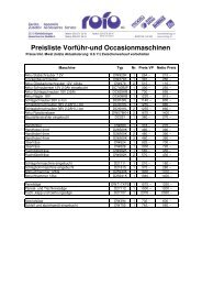 Preisliste Vorführ-und Occasionmaschinen - rofo AG