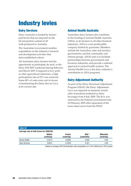 Australian Dairy Industry In Focus 2009 - Dairying For Tomorrow