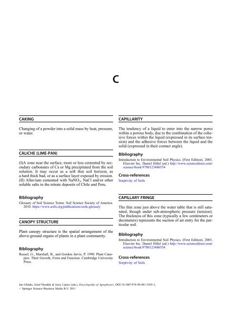 CAKING CALICHE (LIME-PAN) Bibliography CANOPY - Springer