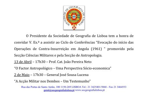 EvocaÃ§Ã£o do InÃ­cio das OperaÃ§Ãµes de Contra InsurreiÃ§Ã£o em Angola