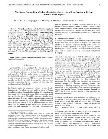 Nutritional Composition of Aduwa Fruit (Balanites aegytiaca) from ...