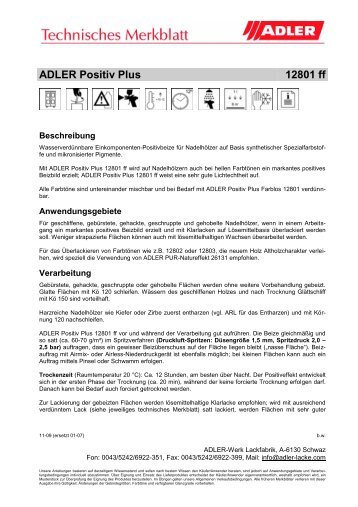 Technisches Merkblatt - ADLER - Lacke