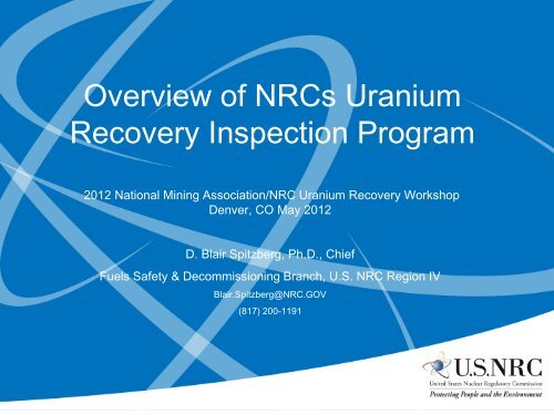 Overview of NRCs Uranium Recovery Inspection Program
