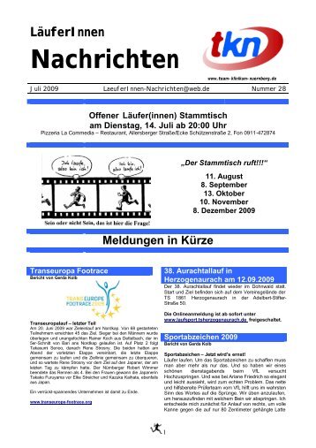 LÃ¤uferInnen Nachrichten Juli 2009 - Team Klinikum NÃ¼rnberg