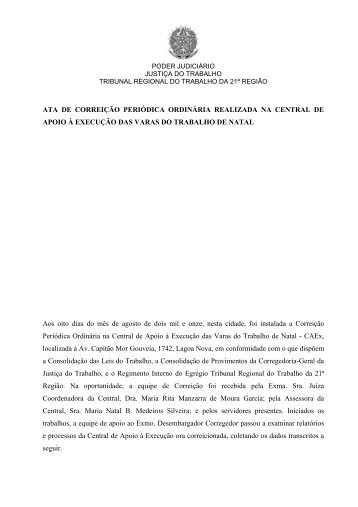 ATA DE CORREIÃÃO PERIÃDICA ORDINÃRIA REALIZADA NA ...