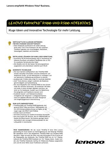 Lenovo THInKPAD R400 unD R500 noTebooKs