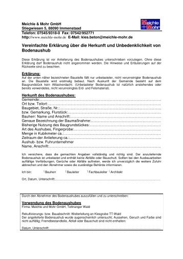 U- Bescheinigung Tettnanger Wald - Meichle & Mohr GmbH