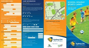 SCHOOL HOLIDAY SPORTS CAMPS - Sydney Uni Sport & Fitness