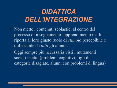 DIDATTICA DELL'INTEGRAZIONE E STRATEGIE D'INTERVENTO