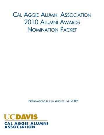 2010 ALUMNI AWARDS - Cal Aggie Alumni Association - UC Davis