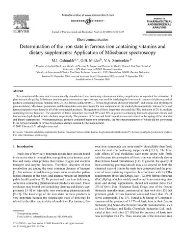 Determination of the iron state in ferrous iron containing vitamins ...