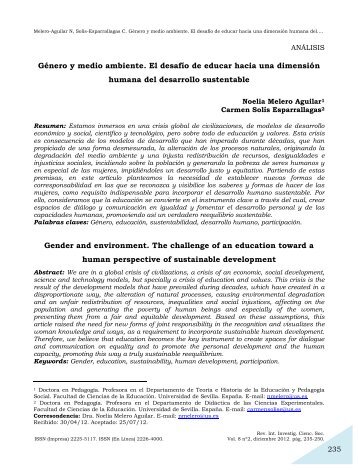 GÃ©nero y medio ambiente. El desafÃ­o de educar hacia una ... - SciELO