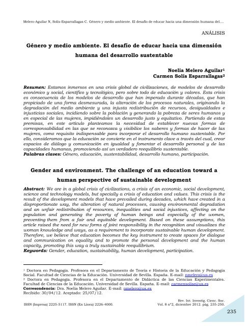 GÃ©nero y medio ambiente. El desafÃ­o de educar hacia una ... - SciELO