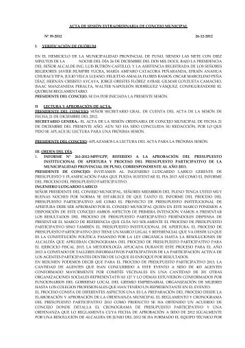 acta de sesión extraordinaria de concejo municipal nº 39-2012 26 ...