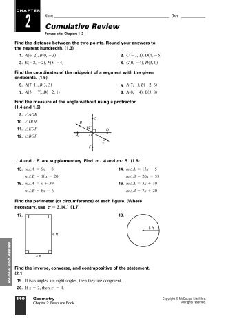 Chapter 2 Cumulative Review