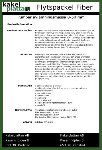 Flytspackel fiber - Kakelplattan AB