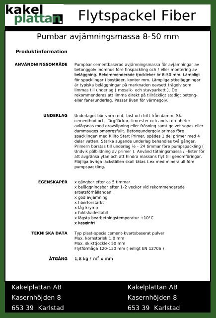Flytspackel fiber - Kakelplattan AB