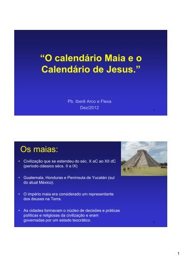 O Calendário Maia e o Calendário de Jesus