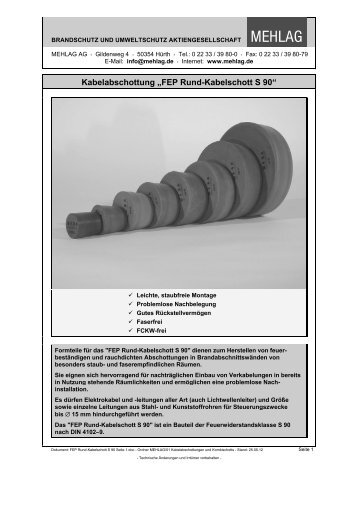 FEP Rund-Kabelschott S 90 - bei der MEHLAG AG