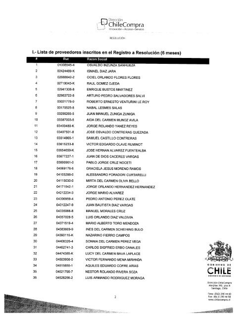 ResoluciÃ³n Proveedores Inscritos Febrero 2010 - Chileproveedores