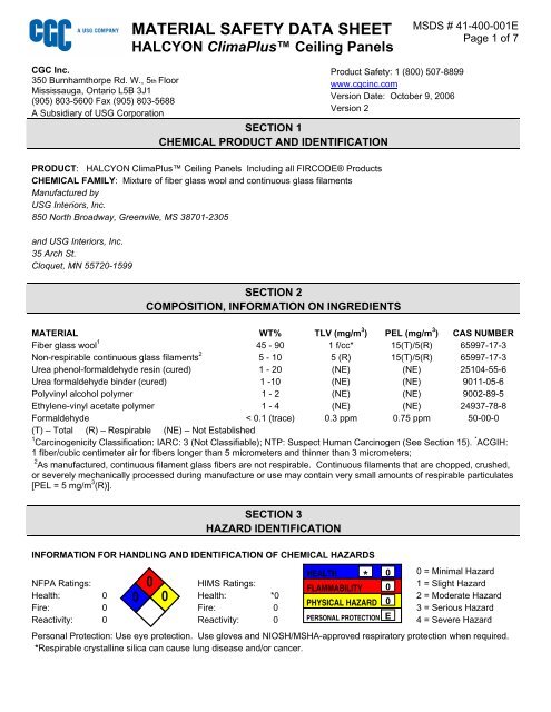 Material Safety Data Sheet Kenroc Building Materials