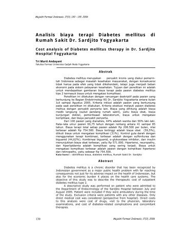 Analisis biaya terapi Diabetes mellitus di Rumah Sakit Dr. Sardjito ...