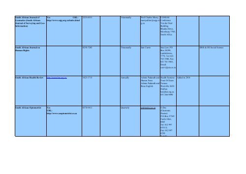 DHET Accredited Journals List of South African Journals - Library