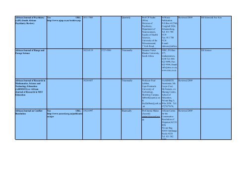 DHET Accredited Journals List of South African Journals - Library