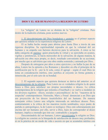 DIOS Y EL SER HUMANO EN LA RELIGION DE LUTERO La ...