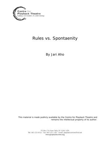 Rules vs. Spontaenity - Playback Theatre